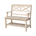 International Concepts Double X-Back Bench with Arms and Shelf, Unfinished BE-1